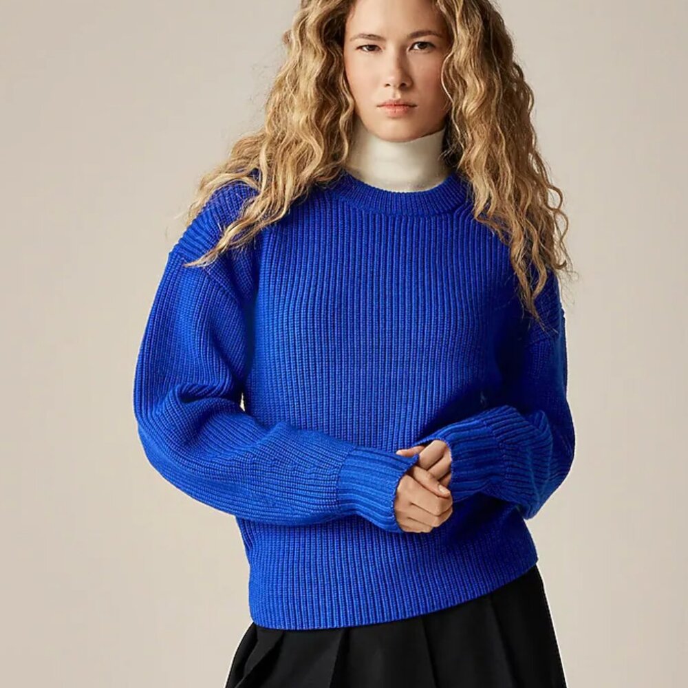 NWT J.crew Fitted-waist crewneck sweater in ribbed merino wool Sz Small Radiant